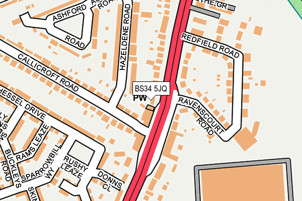 BS34 5JQ map - OS OpenMap – Local (Ordnance Survey)