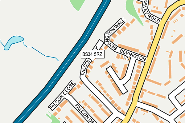 BS34 5RZ map - OS OpenMap – Local (Ordnance Survey)