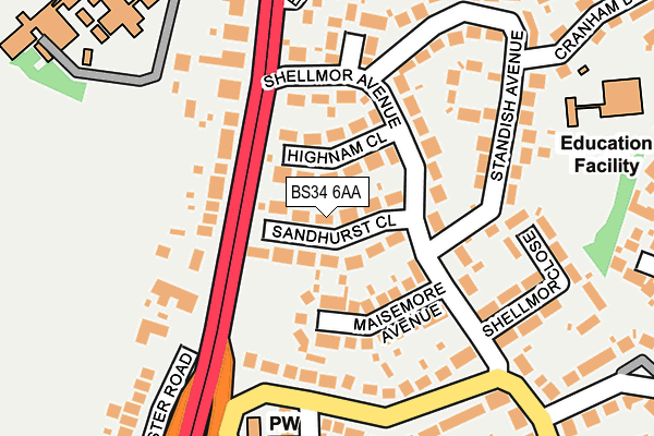 BS34 6AA map - OS OpenMap – Local (Ordnance Survey)