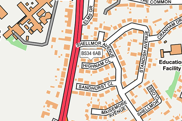 BS34 6AB map - OS OpenMap – Local (Ordnance Survey)