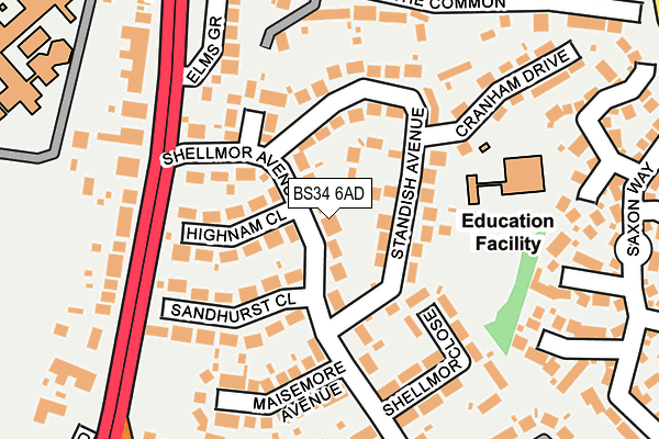 BS34 6AD map - OS OpenMap – Local (Ordnance Survey)