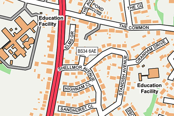 BS34 6AE map - OS OpenMap – Local (Ordnance Survey)