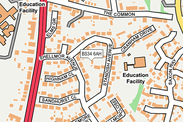 BS34 6AH map - OS OpenMap – Local (Ordnance Survey)