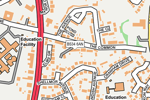 BS34 6AN map - OS OpenMap – Local (Ordnance Survey)