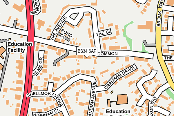 BS34 6AP map - OS OpenMap – Local (Ordnance Survey)