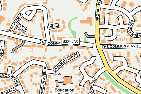 BS34 6AX map - OS OpenMap – Local (Ordnance Survey)