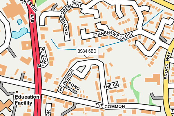 BS34 6BD map - OS OpenMap – Local (Ordnance Survey)