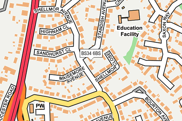 BS34 6BS map - OS OpenMap – Local (Ordnance Survey)