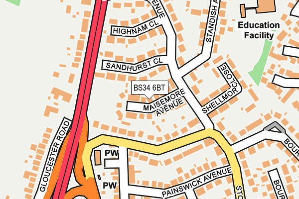 BS34 6BT map - OS OpenMap – Local (Ordnance Survey)
