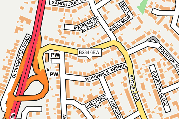 BS34 6BW map - OS OpenMap – Local (Ordnance Survey)