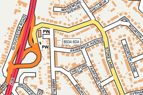 BS34 6DA map - OS OpenMap – Local (Ordnance Survey)