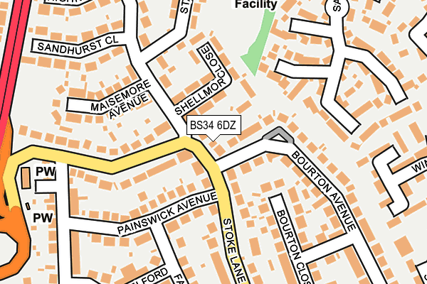 BS34 6DZ map - OS OpenMap – Local (Ordnance Survey)