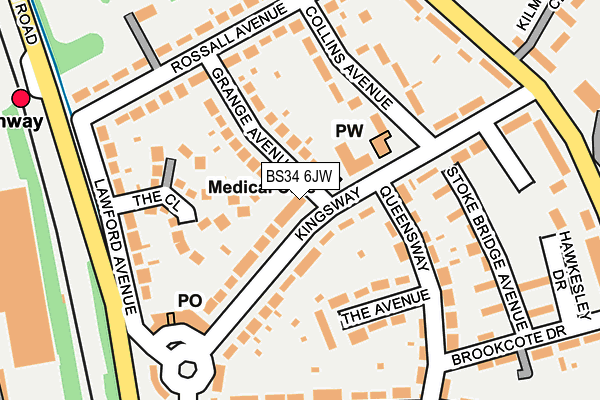 BS34 6JW map - OS OpenMap – Local (Ordnance Survey)