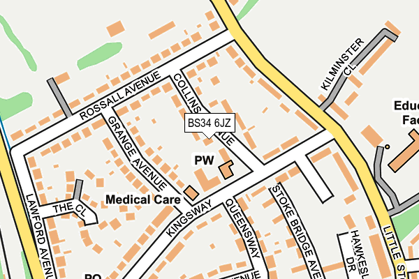 BS34 6JZ map - OS OpenMap – Local (Ordnance Survey)