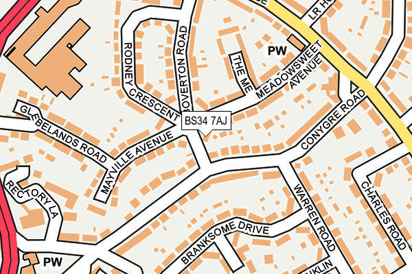 BS34 7AJ map - OS OpenMap – Local (Ordnance Survey)