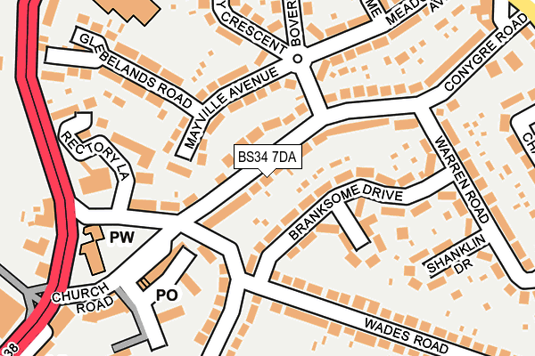 BS34 7DA map - OS OpenMap – Local (Ordnance Survey)