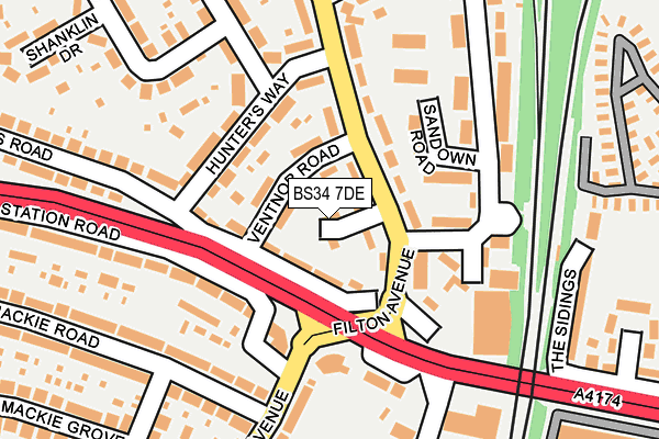BS34 7DE map - OS OpenMap – Local (Ordnance Survey)