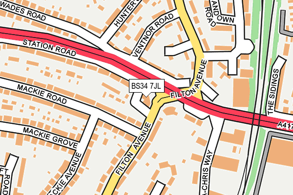 BS34 7JL map - OS OpenMap – Local (Ordnance Survey)