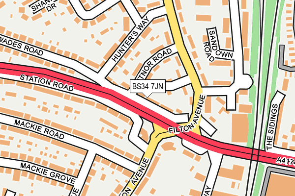 BS34 7JN map - OS OpenMap – Local (Ordnance Survey)