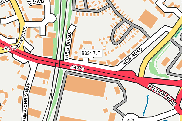 BS34 7JT map - OS OpenMap – Local (Ordnance Survey)