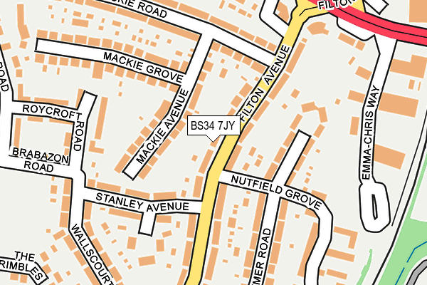 BS34 7JY map - OS OpenMap – Local (Ordnance Survey)