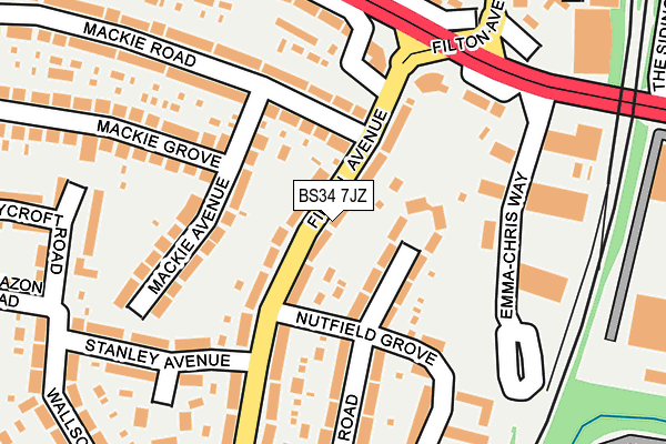 BS34 7JZ map - OS OpenMap – Local (Ordnance Survey)