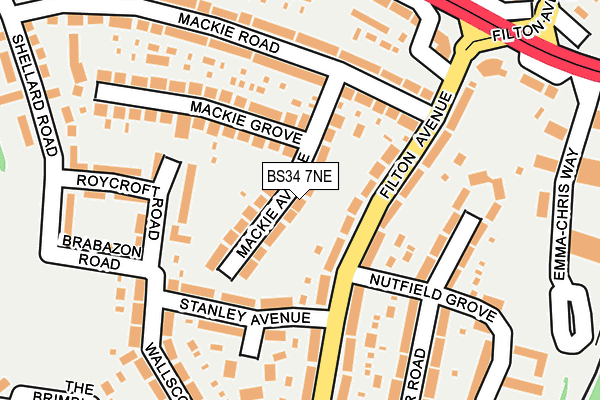 BS34 7NE map - OS OpenMap – Local (Ordnance Survey)