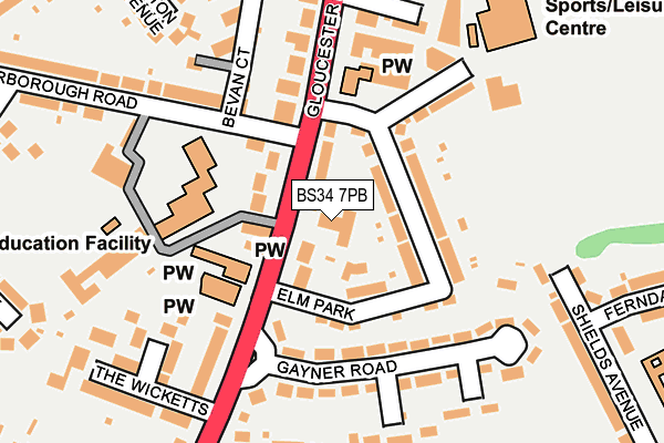 BS34 7PB map - OS OpenMap – Local (Ordnance Survey)