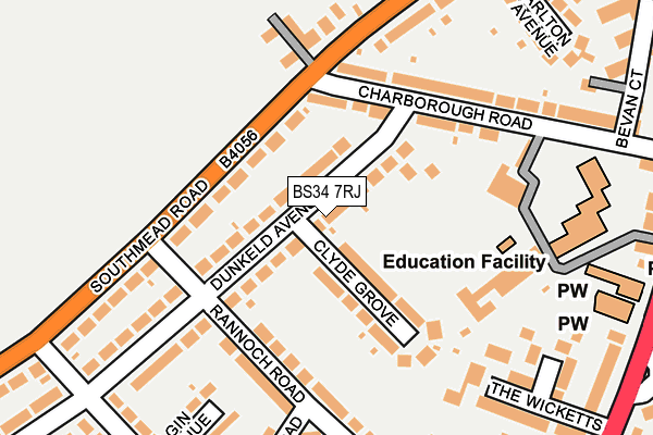 BS34 7RJ map - OS OpenMap – Local (Ordnance Survey)