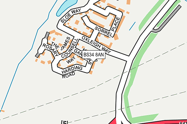 BS34 8AN map - OS OpenMap – Local (Ordnance Survey)