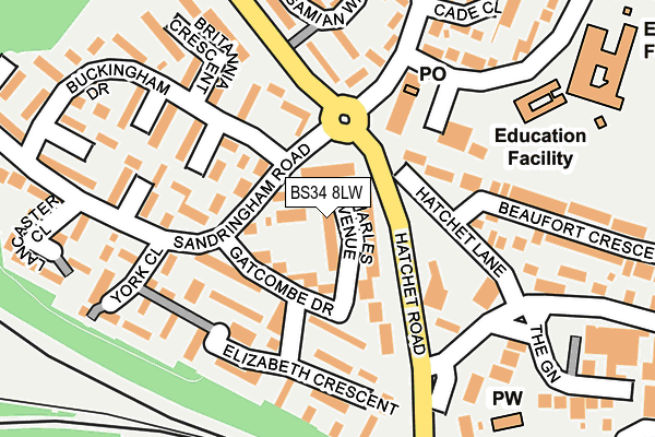 BS34 8LW map - OS OpenMap – Local (Ordnance Survey)