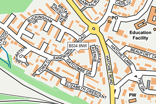 BS34 8NW map - OS OpenMap – Local (Ordnance Survey)