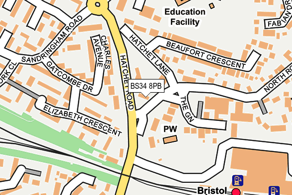 BS34 8PB map - OS OpenMap – Local (Ordnance Survey)