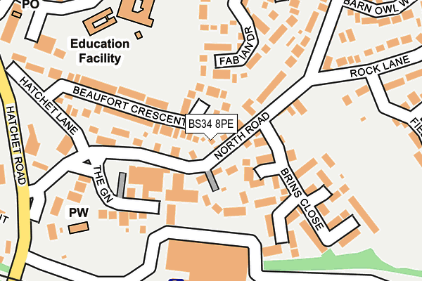 BS34 8PE map - OS OpenMap – Local (Ordnance Survey)
