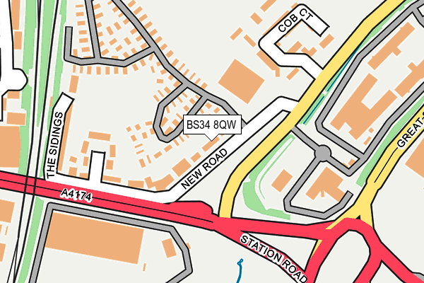 BS34 8QW map - OS OpenMap – Local (Ordnance Survey)