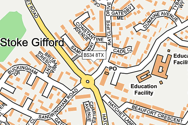 BS34 8TX map - OS OpenMap – Local (Ordnance Survey)