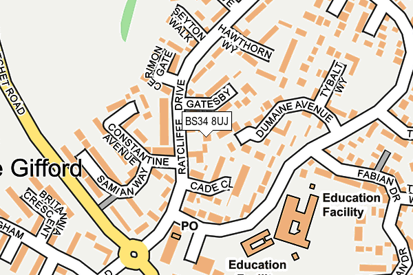 BS34 8UJ map - OS OpenMap – Local (Ordnance Survey)