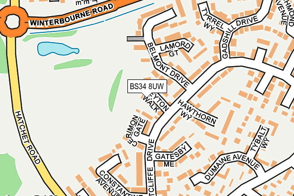 BS34 8UW map - OS OpenMap – Local (Ordnance Survey)