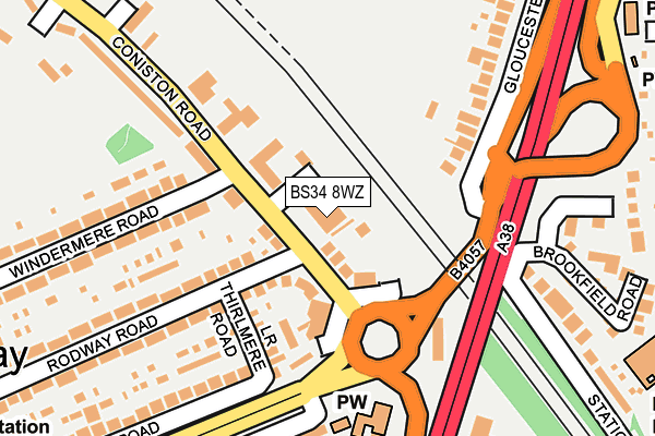 BS34 8WZ map - OS OpenMap – Local (Ordnance Survey)
