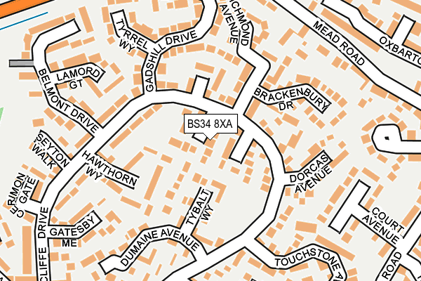 BS34 8XA map - OS OpenMap – Local (Ordnance Survey)