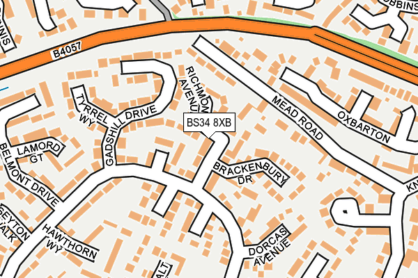 BS34 8XB map - OS OpenMap – Local (Ordnance Survey)