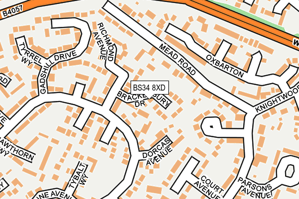 BS34 8XD map - OS OpenMap – Local (Ordnance Survey)