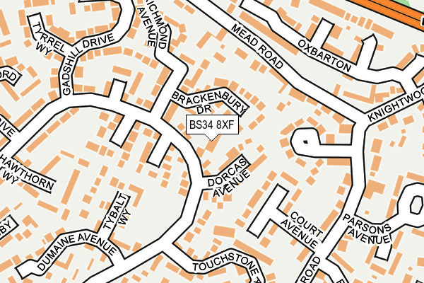 BS34 8XF map - OS OpenMap – Local (Ordnance Survey)