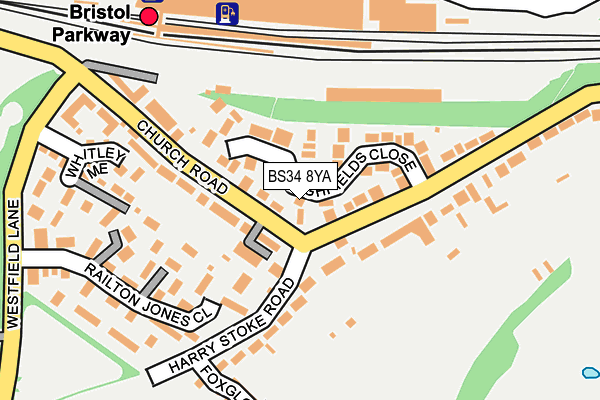 BS34 8YA map - OS OpenMap – Local (Ordnance Survey)