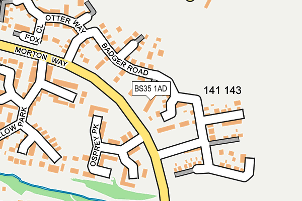 BS35 1AD map - OS OpenMap – Local (Ordnance Survey)