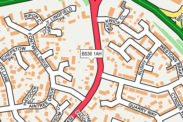 BS36 1AH map - OS OpenMap – Local (Ordnance Survey)