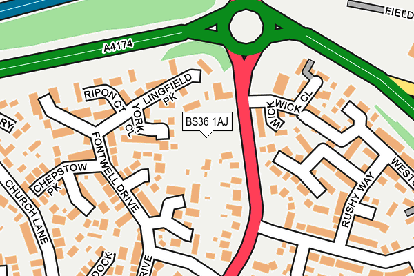 BS36 1AJ map - OS OpenMap – Local (Ordnance Survey)