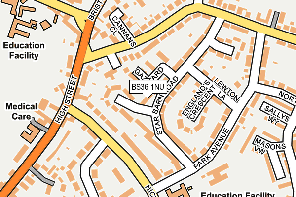 BS36 1NU map - OS OpenMap – Local (Ordnance Survey)