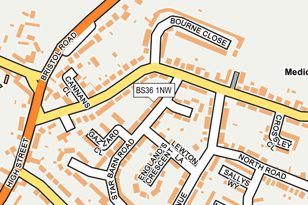 BS36 1NW map - OS OpenMap – Local (Ordnance Survey)