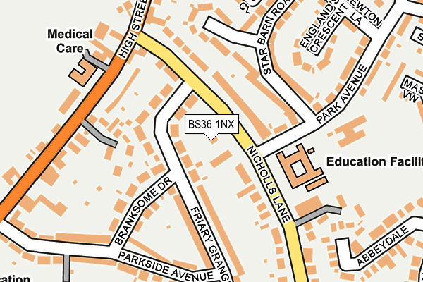 BS36 1NX map - OS OpenMap – Local (Ordnance Survey)